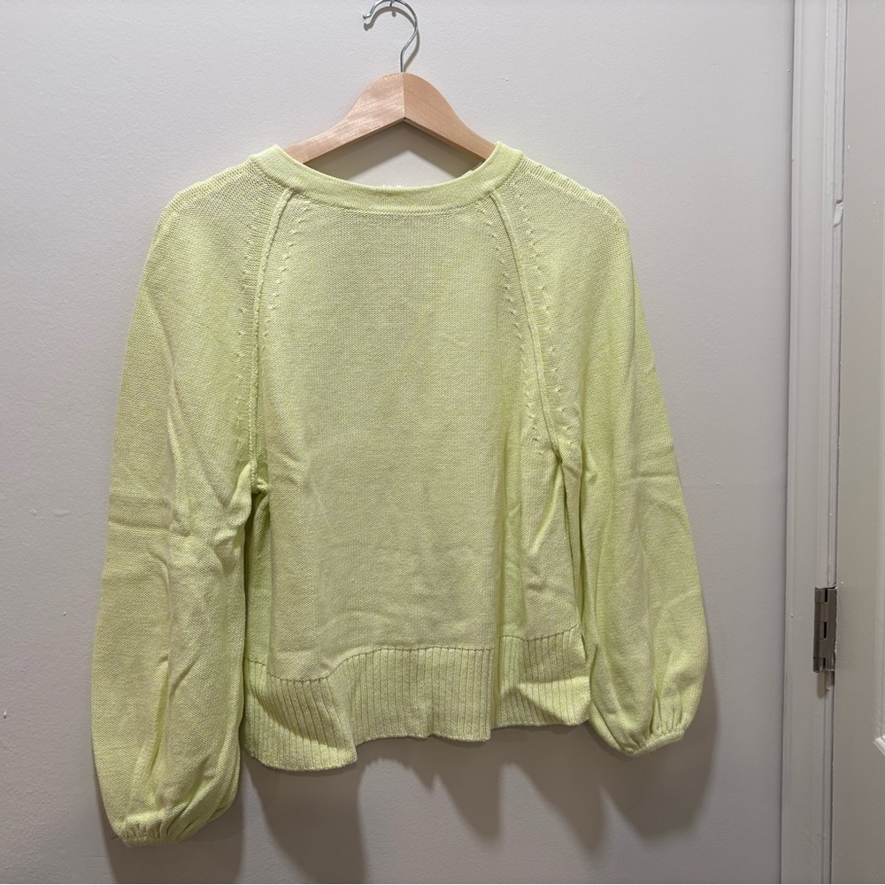 Anthropologie Emily Puff Sleeve Sweater- Chartreuse